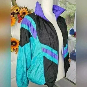 Vintage lavon Windbreaker Jacket teal purple woman's m